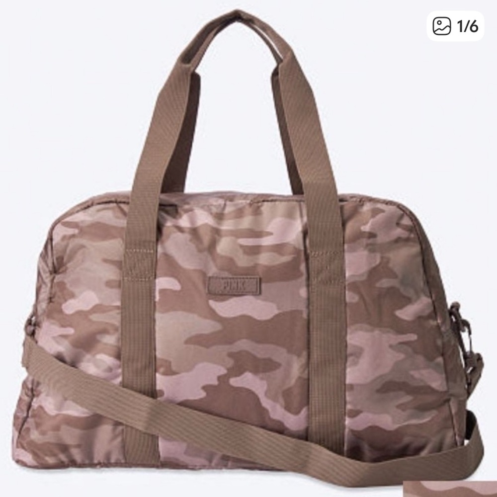 PINK Victoria’s Secret Brown and Blush Camo small duffel bag
